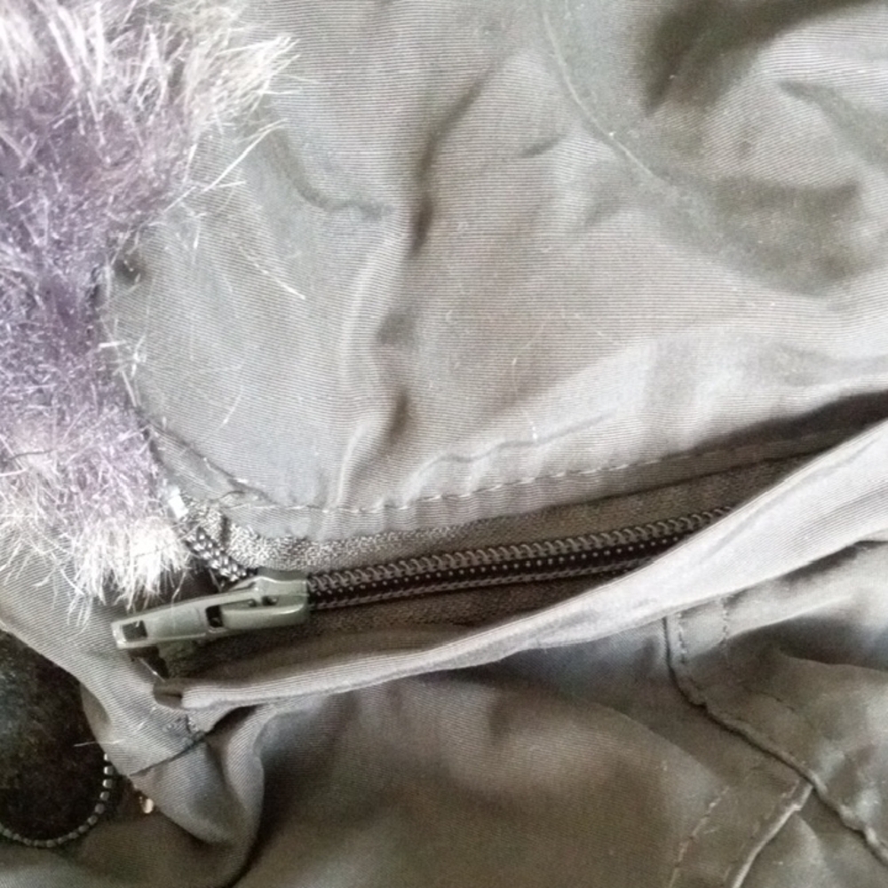 Women's Dark Green Parka Coat with Fur Trim - Picture 11 of 11